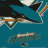 San Jose Sharks-plakat s logotipom na zidu, 22.375 34