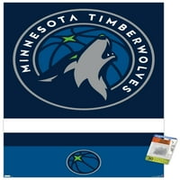 Minnesota Timbervulves-poster s logotipom na zidu s gumbima, 22.375 34