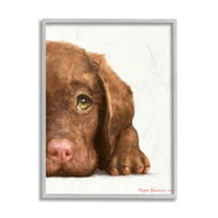 Stupell Industries Chocolate Labrador Puppy odmarajući preslatki pseći portret sivi uokviren, 14, dizajn George Dyachenko