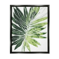 _ Zeleno lišće Pop palme, izražajne linije, crno platno u okviru, zidna umjetnost, 16.20