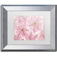 Zaštitni znak likovna umjetnost 'Pink Chifry Blossom' platno umjetnost Cora Niele, White Matte, Silver Frame