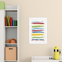 Wynwood Studio 'Get In Line Colors' Apstray Framed Wall Art Print - Crveno, žuto