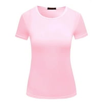 Ženska jednobojna osnovna Majica kratkih rukava s okruglim vratom, pripijene majice u ružičastoj boji
