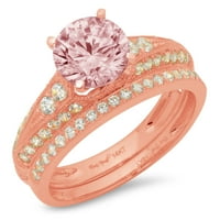 1. Karat okruglog reza ružičasti imitirani dijamant pravo ružičasto zlato 18k prilagodljivo lasersko graviranje bezvremenska jedinstvena