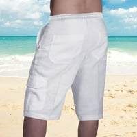 Muške proljetne / ljetne kratke hlače za odmor, zabave na Plaži Na Havajima, jednobojne Ležerne kratke hlače od pamuka i lana s više