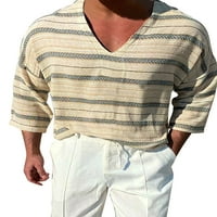 Muška osnovna majica labavog kroja, muška ležerna bluza s izrezom u obliku slova u, modni ljetni vrhovi na Plaži