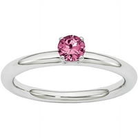 Ružičasti prsten od turmalina od srebra i rodija