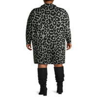 Terra & Sky Women's Plus Size Leopard Jacquard Dresper haljina