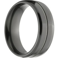 Ravni crni cirkonijev prsten s jednim središnjim utorkom Milgrain