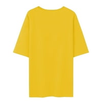 Ženska modna ležerna široka majica s okruglim vratom s kratkim rukavima s printom, gornji dio u žutoj boji