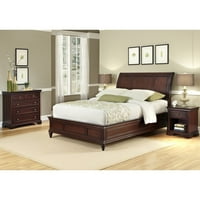 Kućni stilovi Lafayette King Sleigh krevet, noćni stalak i prsa, bogata trešnja