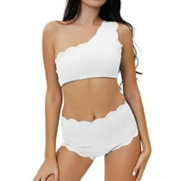Ženski seksi tiskani Bikini Push-up kupaći kostim visokog struka bijeli kupaći kostim za kontrolu trbuha