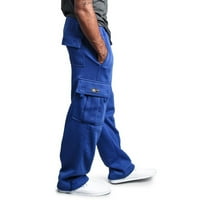 Hlače za muškarce široke ravne trendi svestrane hlače s džepovima u plavoj boji, Veličina US