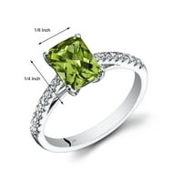 Oravo 1. CT Radiant Cut Green Peridot Pasitaire prsten u 14k bijelom zlatu