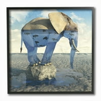 Stupell Industries Ocean Elephant Sažetak dizajna životinja uokvirena zidna umjetnost Cynthia Decker, 12 12