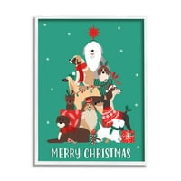 Sretan Božić sretni psi Pokloni odmor grafička umjetnost bijela uokvirena umjetnička print zidna umjetnost