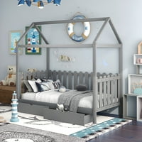 Aukfa kućni krevet za djecu -Toddler krevet s ladicama - dječji namještaj za spavaću sobu - siva