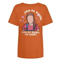 ; / Ženska prevelika majica sa zabavnim grafičkim ispisom slova, ramena s okruglim vratom, ljetne Ležerne majice u narančastoj boji;