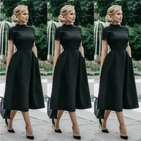 Ženska jednobojna crna haljina A kroja s visokim vratom, elegantne ženske Ležerne haljine od $ $ 2