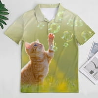 Mačić koji se igra mjehurićima, muška majica kratkih rukava Casual Polo majica Top