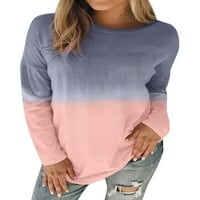 Ženska košulja s okruglim vratom s dugim rukavima u boji gradijenta