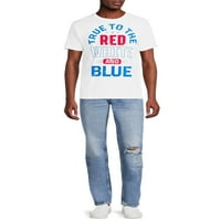Četvrti srpanj muške i velike muškarce istinite crvenoj bijeloj i plavoj grafičkoj majici