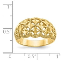 Prsten s kupolom od žutog zlata od 14 karata s dijamantnim rezom i nazubljenim rubom