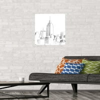 Line Art - zidni plakat s pogledom na Njujorški horizont, 14.725 22.375