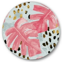 DesignArt 'grubi potezi četkice ružičaste boje Monstera II' Tropskog kruga metala metala zid - disk od 23 godine