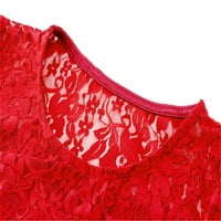 Održive ljetne haljine za žene, Temperamentna modna čipkasta haljina s okruglim vratom i kratkim rukavima u crvenoj boji, A. N.
