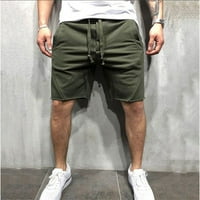 Ljetne kratke hlače od donjeg rublja ljetne jednobojne Pamučne lanene muške Ležerne radne kratke hlače s džepovima u zelenoj boji