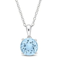 MIABELLA WOMANS 2- CArat T.G.W. Okruglo izrezani nebesko plavi topaz sterling srebrni pasijans privjesak s lancem