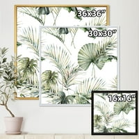 DesignArt 'Monstera i kokosov lišće s tropskim uzorkom' tradicionalno uokvireno platno zidne umjetničke print