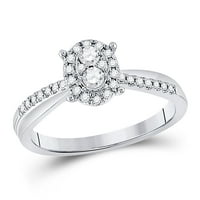 Dijamantni ugovor ženski prsten od bijelog zlata od 10 karata s okruglim dijamantom i ovalnim grozdom od 9 karata
