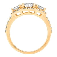 2. dijamant okruglog reza s imitacijom dijamanta od žutog zlata od 14 karata s umetcima prsten od tri kamena od 9,5