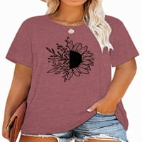 Ženske Plus Size majice od suncokreta s grafičkim printom, prevelike majice kratkih rukava s okruglim vratom