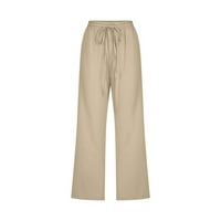 Ženski Capri Aendo, Ležerne ljetne ošišane hlače od pamuka i lana, elastični pojas, kravate, kapri Plus veličine s džepovima