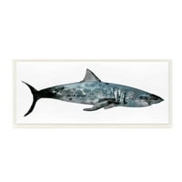 Stupell Industries akvarelni teksturirani morski pas minimalni morski život dizajn zidne plakete dizajna zvjezdanog dizajna studija,
