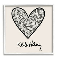 Stupell Industries Keith Haring ljudi unutar srca uzorka tekst u obliku zidne umjetnosti, 24, Dizajn Ros Ruseva