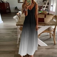 Ženska ljetna ležerna boho Maksi haljina s izrezom u obliku slova U i naramenicama špageta slip haljina lepršava duga haljina za
