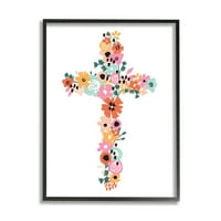 Stupell Industries podebljani cvjetovi križni simbol cvjetni aranžman dizajn uokvireni zidna umjetnost, 30, dizajn Jess Bruggink