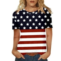 Ženska ljetna modna majica s printom Dana neovisnosti ležerni vrhovi s okruglim vratom široke udobne majice kratkih rukava ležerni