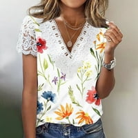 Ženska majica s printom u donjem rublju, ljetna majica kratkih rukava s cvjetnim uzorkom, široke majice s izrezom u obliku slova