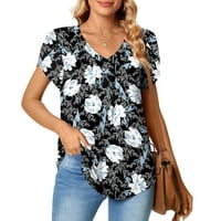 Ženske ljetne majice u obliku slova a, Ležerne košulje s cvjetnim prugama, bluze širokog kroja za žene, Ženska tunika s izrezom u