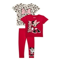 Minnie Mouse Girls majice s kratkim rukavima i nogu od trodijelne odjeće, veličine 4-16