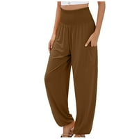Ženske hlače za piling modne ženske casual obične hlače ravne široke hlače hlače s džepom ljetni lumen 8
