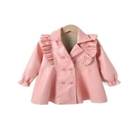 _ / Dječja slatka jakna s reverom slatke haljine za malu djecu zimski topli obični casual kaput s dugim rukavima u ružičastoj boji