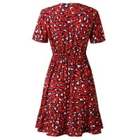 Haljine za djeveruše s leopard printom, Mini haljina s omotom, crvena;