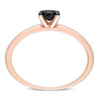 Carat T.W. Crni dijamant 14KT ružičasto zlato ovalni crni rodijski zaručnički prsten