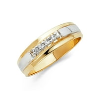 Nakit prsten od bijelog i žutog zlata 14k s dvobojnim kubičnim cirkonijem, muški vjenčani prsten za godišnjicu vjenčanja veličina